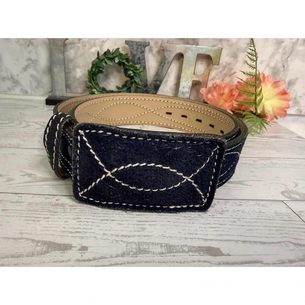 Vintage JC Penneys Blue Suede Belt 1.5